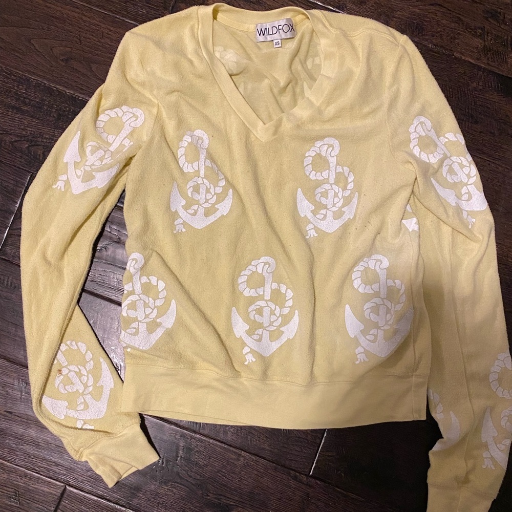 Wildfox Anchor Nautical Sweatshirt Distressed Vintage  Boho Comfy Sweater Top xo